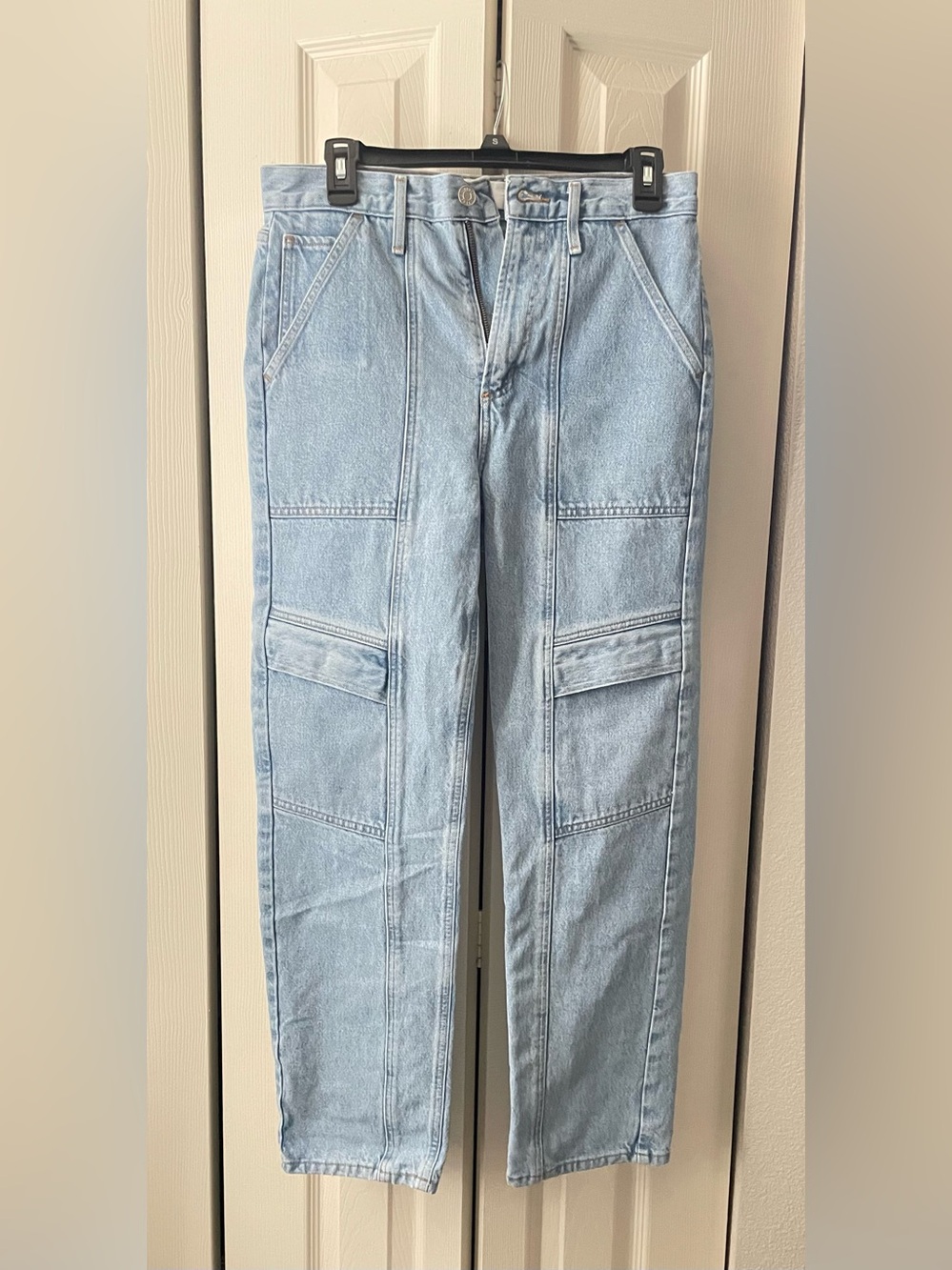 Agolde Light Blue Straight-Leg Jeans with Panel Detailing